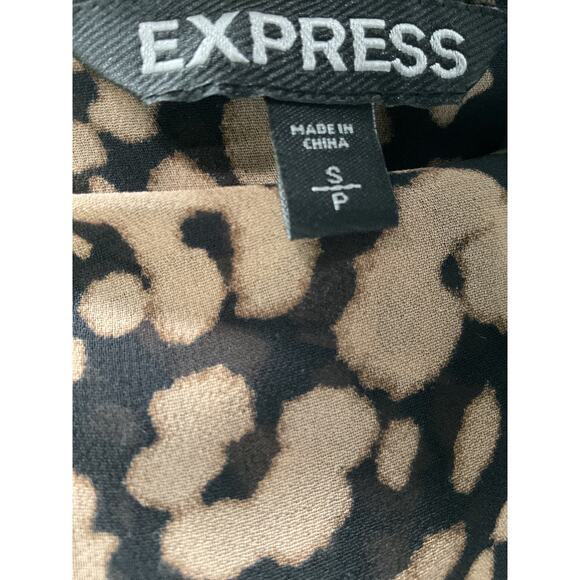 Express Brown Petite Chiffon Blouse - Picture 3 of 4